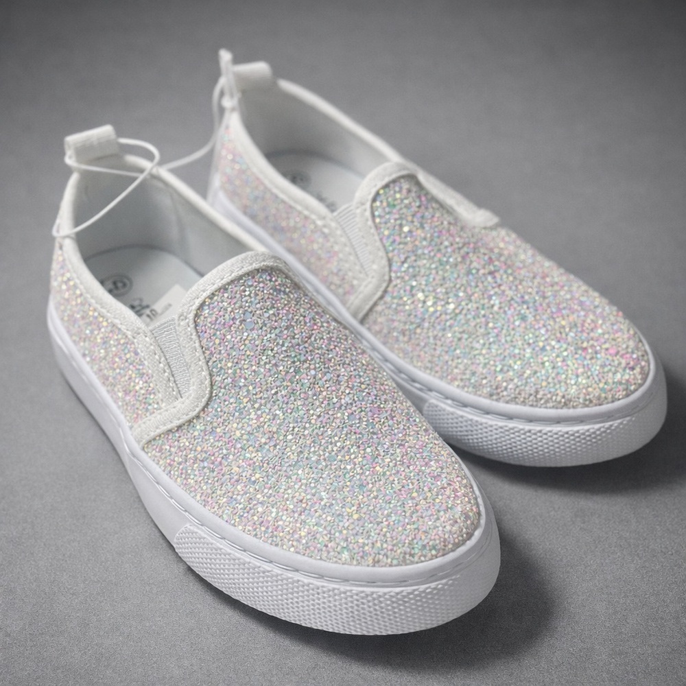 Cat & Jack Glittery White Kids Slip-On Sneakers - Picture 4 of 4